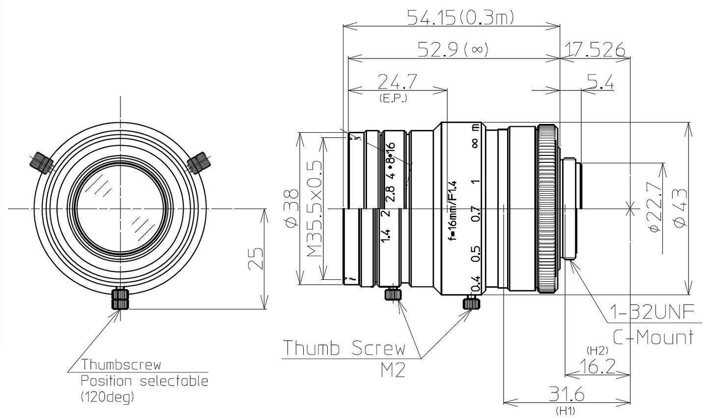 LM16HC-SW Dimensions