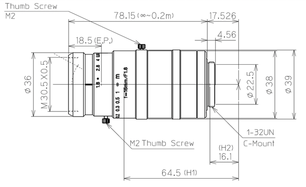 LM16HC-VIS-SW Dimensions