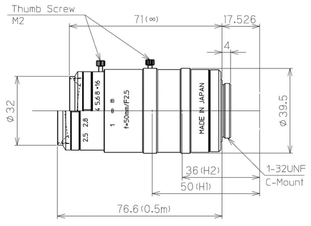 LM50HC-VIS-SW Dimensions