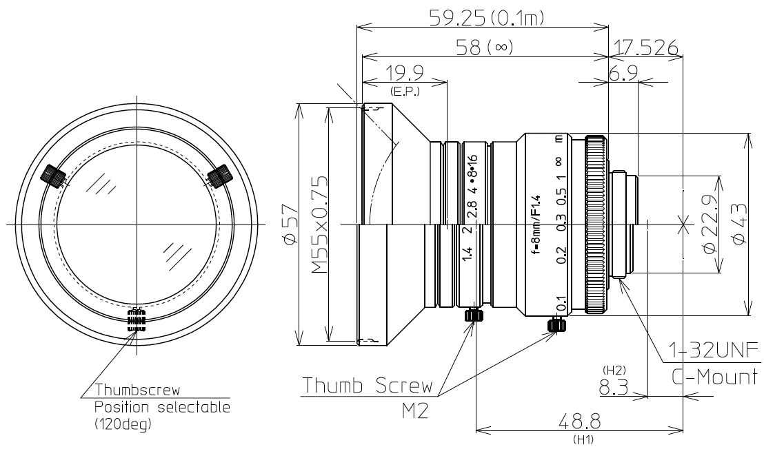 LM8HC-SW Dimensions