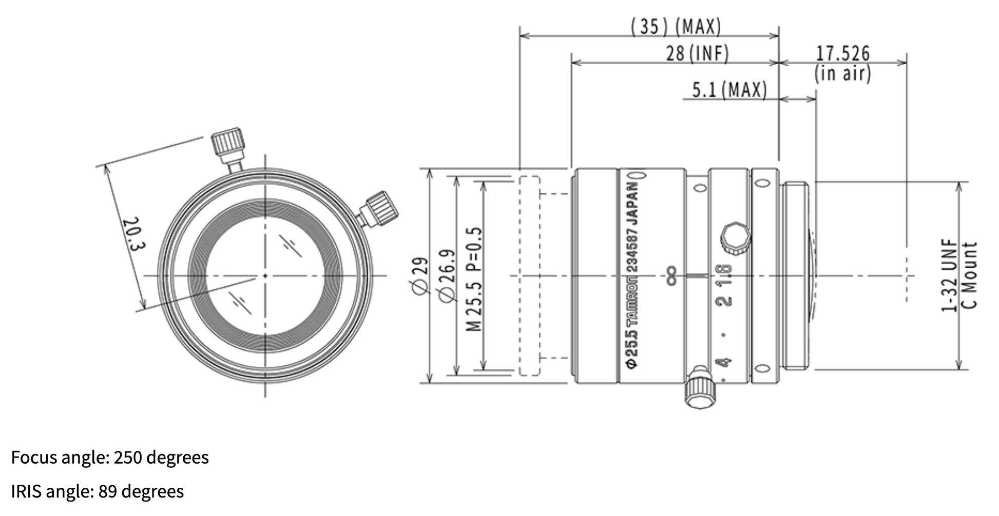 M118FM25 Dimensions