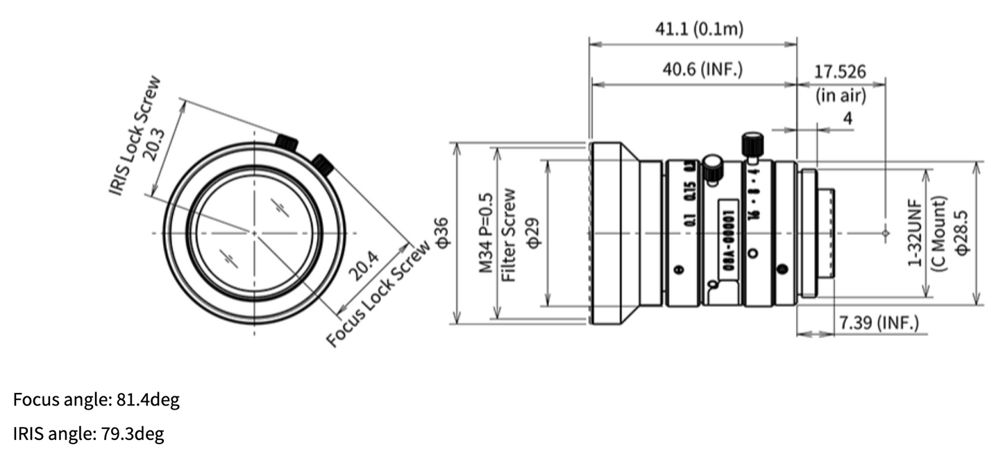 Tamron MA23F08V 2/3" 8mm F/2.4 Fixed-Focal Lens Fully Compatible with IMX536/IMX546/IMX566 and others