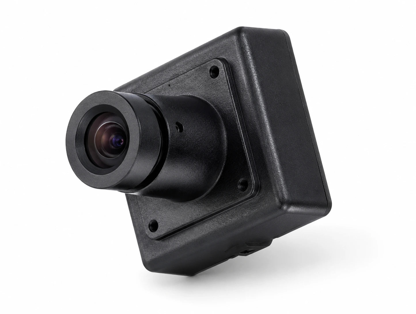 Black miniature square box DQ-F3042DM camera on a white background