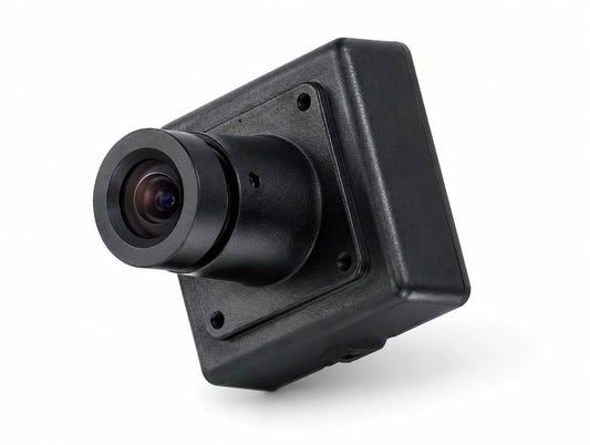 Black miniature square box DQ-F3042DM camera on a white background