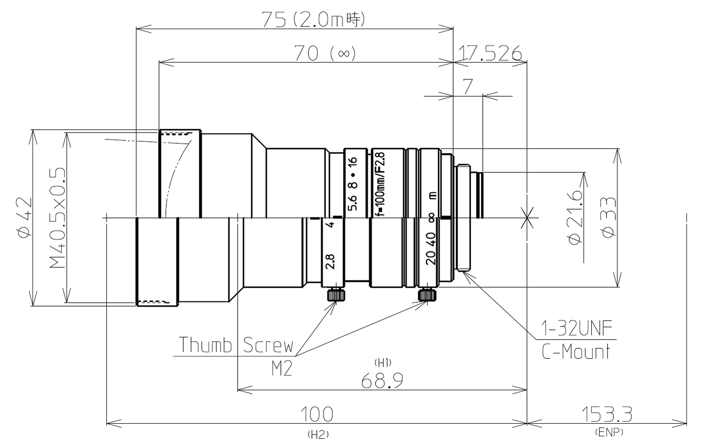 LM100JC1MS Dimensions