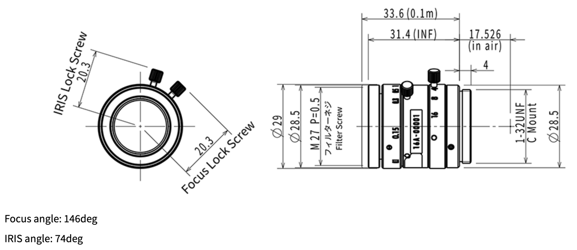 MA23F16V Dimensions