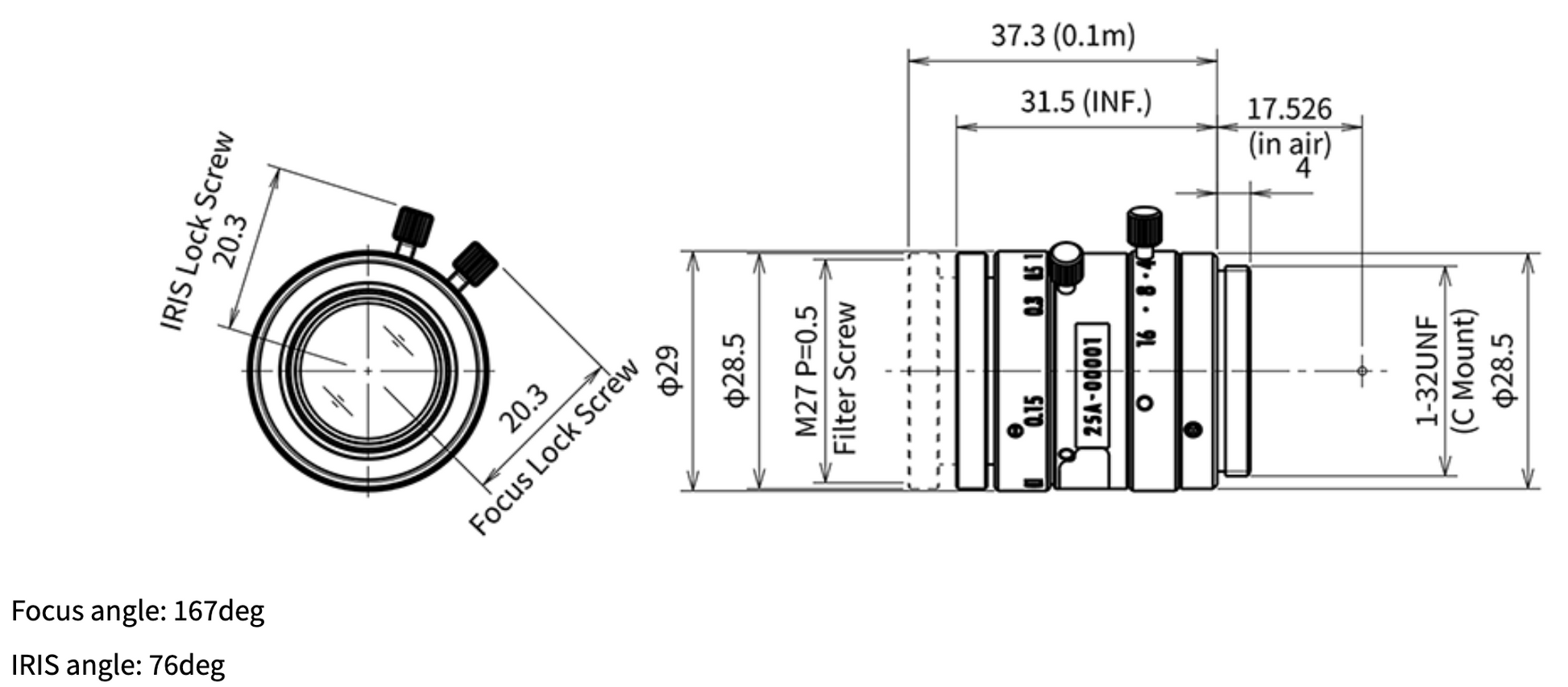 MA23F25V Dimensions
