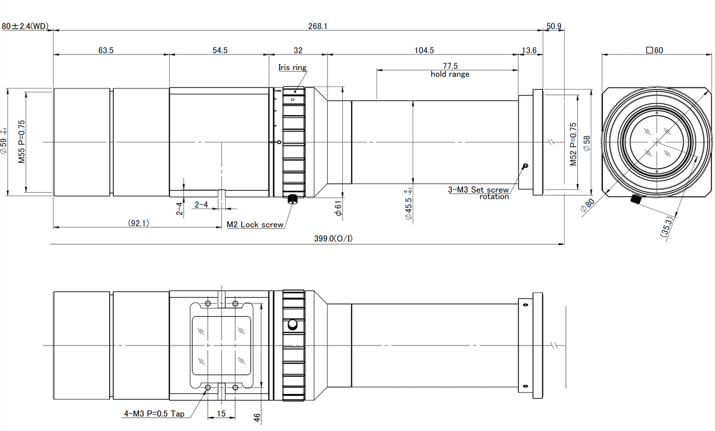 VS Technology VS-LTC3.5-80CO-45/S Line Scan Telecentric Lens